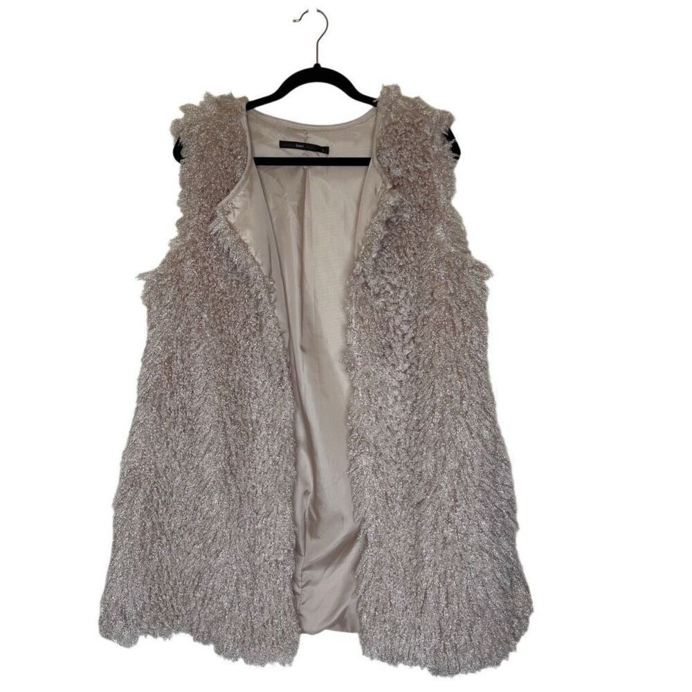 Anthropologie Hazel Ecru Shaggy Sherpa Vest Sz L Hippie, Lagenlook, Beigecore